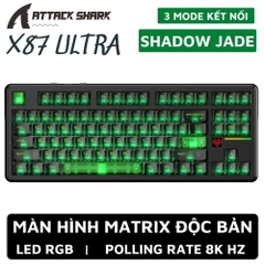 Bàn Phím Cơ Attack Shark X87 Ultra 3 Mode 8KHz, Megalodon Switch, Hot-Swap, LED RGB, 10000mAh