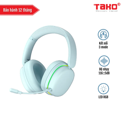 Tai Nghe Gaming Không Dây AULA G7 Pro Blue (Âm Thanh Vòm 7.1, Mic Chống Ồn AI, Đèn RGB)