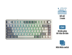Bàn phím cơ gaming 3 mode AULA F75 xám trăng, Milk White switch (8362)