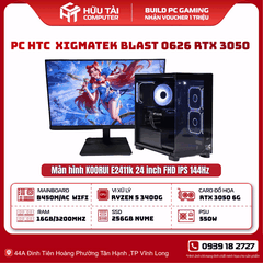 FULL PC HTC 0626 XIGMATEK BLAST 0626 RTX3050 (B450M AC, RYZEN 5 3400G,  16GB DDR4, RTX 3050 6GB,  256GB, 550W, MH 24inch)