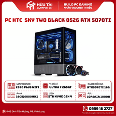 PC HTC  SKY TWO BLACK 0526 RTX 5070Ti  (Z890 WIFI, Ultra 7 265K,  32GB DDR5 6000MHz, RTX5070TI, NV2 2TB M.2 PCIe Gen4,  1000W CORSAIR)