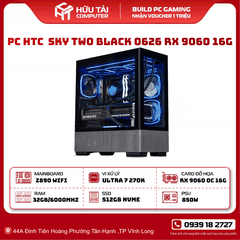 FULL PC HTC SKY TWO BLACK 0626 RX 9060 OC 16G (Z890 WIFI ,ULTRA 7 270, 32GB DDR5, RX 9060 OC 16GB,  512GB, 850W)