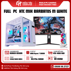 FULL  PC  HTC MIK BARBATOS M WHITE( CPU AMD Ryzen 7 5800X, ASROCK B550M,16GB,650W,SSD500GB,RTX4060,MÀN HÌNH 27 INCH  VSP IP2736G )