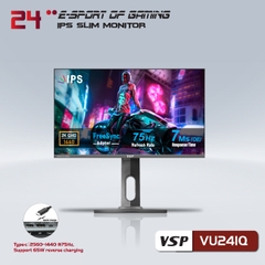 Màn hình Đồ họa VSP VU241Q 24 inch IPS QHD 2K 75Hz 7ms Type C 65W Đen