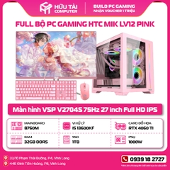 Full Bộ PC Gaming HTC MIK LV12 Pink Kèm Màn Hình 27 inch (B760M, i5-13600KF, RAM 32GB, SSD 1TB, NVIDIA RTX 4060 TI 12GB, 1000W)