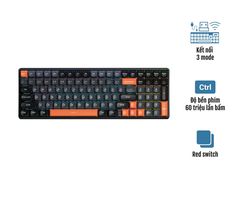 Bàn phím cơ 3 mode gaming AULA S100 Pro đen xám cam, Red switch (3411)