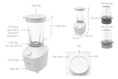 Máy xay PHILIPS 3 CỐI 1L