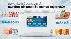 Tủ đông HOÀ PHÁT 2 cánh 2 ngăn (245L)