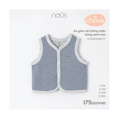 Áo gilet cài thẳng trần bông xanh lam