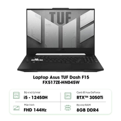 Laptop Asus TUF Dash F15 FX517ZE-HN045W (Core™ i5-12450H | 8GB | 512GB | GeForce RTX™ 3050Ti | 15.6 inch FHD | Windows 11 Home | Đen)