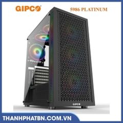 Vỏ case  máy tính GIPCO 5986 Platinum/Silver(1 mặt kính cường lực, No Fan/Lắp main: ITX/ Micro- ATX / ATX / E-ATX)