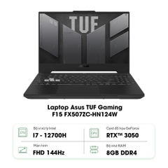 Laptop Asus TUF Gaming F15 FX507ZC-HN124W (Core™ i7-12700H | 8GB | 512GB | RTX™ 3050 4GB | 15.6-inch FHD | Win 11 | Jaeger Gray)