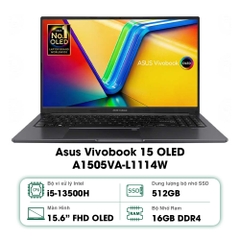 Laptop Asus Vivobook 15 OLED A1505VA-L1114W (Core i5-13500H | 16GB | 512GB | Iris Xe Graphics | 15.6inch FHD | Windows 11 SL | Đen)