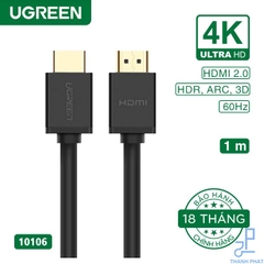 Cáp HDMI 2.0 dài 1m 4K60Hz Ugreen 10106
