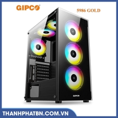 Vỏ case  máy tính GIPCO 5986 GOLD (2 mặt kính cường lực,No Fan/Lắp main: ITX/ Micro- ATX / ATX / E-ATX)