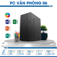 PC Văn Phòng 06 (H610| i3-12100| Upto 4.3Ghz| RAM 8GB| SSD 256GB| Intel HD Graphics| HDMI | VGA | PS2 )