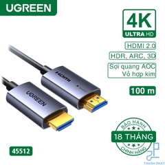Cáp HDMI 2.0 sợi quang AOC dài 100m 4K@60Hz Ugreen 45512