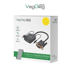 Bộ chuyển đổi VegGieg VGA sang HDMI có dây Loa/Nguồn V-Z618