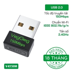 USB thu WiFi VegGieg 2.4G 150Mbps V-K150M