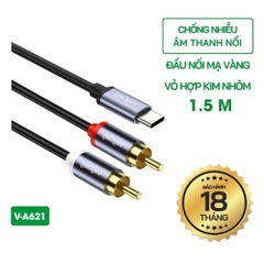 Cáp chuyển đổi VegGieg Type-C ra 2 Audio RCA V-A621