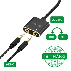 Bộ chuyển đổi Âm thanh VegGieg USB 2.0 sang AUDIO 3.5mm + Mic V-K103
