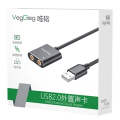 Bộ chuyển đổi Âm thanh VegGieg USB 2.0 sang AUDIO 3.5mm + Mic V-K103