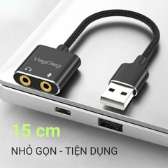 Bộ chuyển đổi Âm thanh VegGieg USB 2.0 sang AUDIO 3.5mm + Mic V-K103