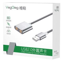 Bộ chuyển đổi Âm thanh VegGieg USB 2.0 sang AUDIO 3.5mm + Mic V-K103