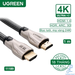 Cáp HDMI 1.4 bọc lưới chống nhiễu dài 1m 4K Ugreen 11189