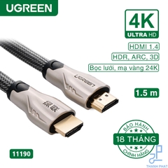 Cáp HDMI 1.4 bọc lưới chống nhiễu dài 1,5m 4K Ugreen 11190