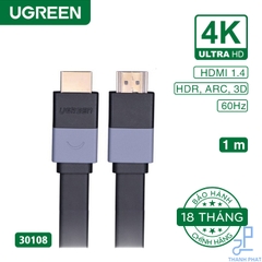 Cáp HDMI 1.2 Dẹt vỏ nhựa dài 1m 4K60Hz Ugreen 30108