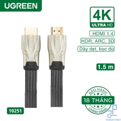 Cáp HDMI 1.5m dây dẹt bọc lưới 4K Ugreen 10251