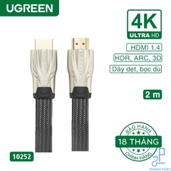 Cáp HDMI 2m dây dẹt bọc lưới 4K Ugreen 10252