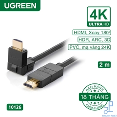 Cáp HDMI 2m đầu xoay 180 độ 4K Ugreen 10126