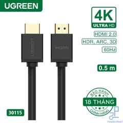 Cáp HDMI 2.0 dài 0,5M 4K@60Hz Ugreen 30115