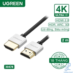 Cáp HDMI 2.0 siêu mỏng dài 2m 4K Ugreen 30478