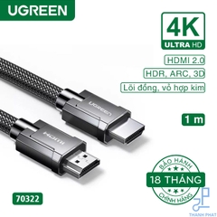 Cáp HDMI 2.0 cao cấp dài 1m 4K@60Hz Ugreen 70322