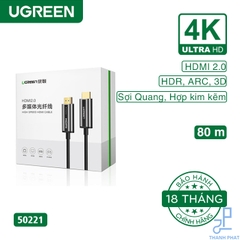 Cáp HDMI 2.0 sợi quang dài 100m 4K60Hz Ugreen 50222