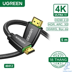 Cáp HDMI 2.0 Bọc dù 4K60Hz dài 5m Ugreen 40412