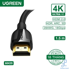 Cáp HDMI 2.0 cao cấp dài 1,5m 4K@60Hz Ugreen 60439