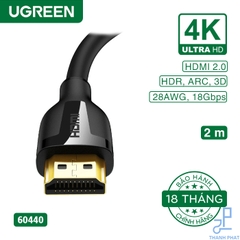 Cáp HDMI 2.0 cao cấp dài 2m 4K@60Hz Ugreen 60440