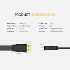 Cáp HDMI 2.0 dẹt dài 2m 4K@60Hz Ugreen 70159