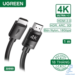 Cáp HDMI 2.0 bện nylon dài 1m 4K@60Hz Ugreen 30999