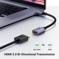 Cáp chuyển đổi Mini HDMI to HDMI 2.0 Vỏ nhôm 4K@60Hz Ugreen 90593