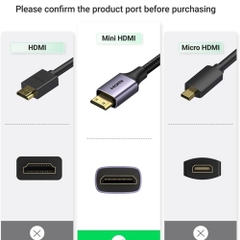 Cáp chuyển đổi Mini HDMI to HDMI 2.0 Vỏ nhôm 4K@60Hz Ugreen 90593