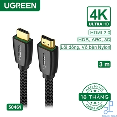 Cáp HDMI 2.0 vỏ bện Nylon dài 3m 4K Ugreen 50464