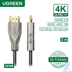 Cáp HDMI 2.0 Carbon Dài 2m 4K@60Hz Ugreen 50108
