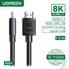 Cáp HDMI 2.1 dài 1,5m 8K@60Hz 48Gbps Ugreen 45431