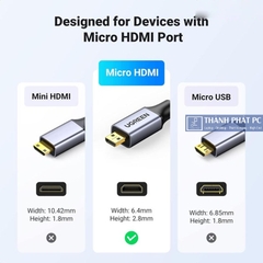 Cáp chuyển đổi Micro HDMI to HDMI dài 1m  4K60Hz Ugreen 10550