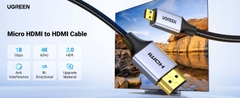 Cáp chuyển đổi Micro HDMI to HDMI dài 1m  4K60Hz Ugreen 10550